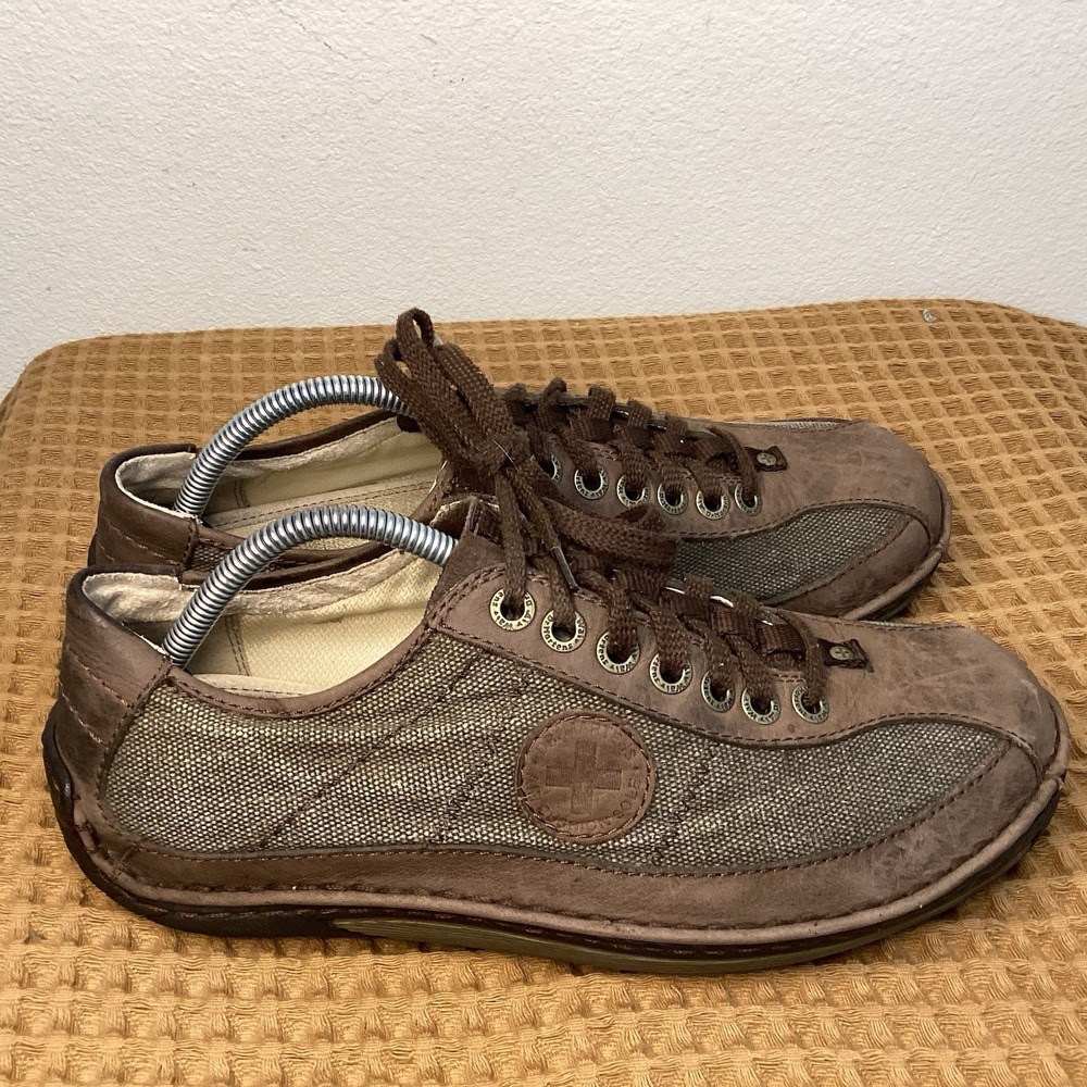DR. MARTENS Kelsey Mens Sz 10 Brown Leather Canvas Lace Up SHOES - Picture 2 of 8